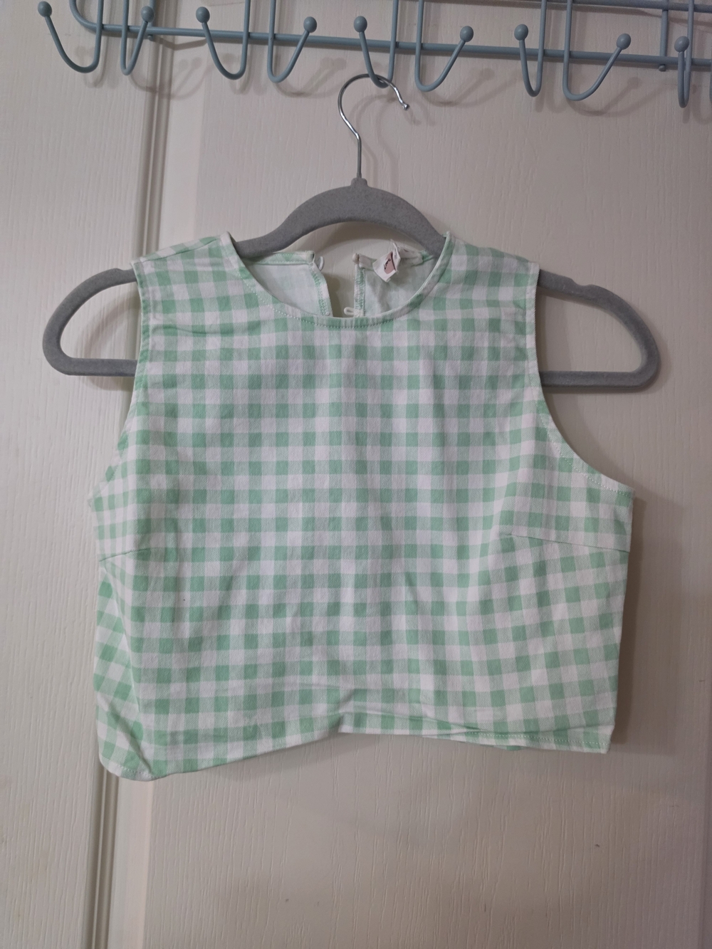 Mint Gingham Mini Dress Set- Sleeveless Square Neck